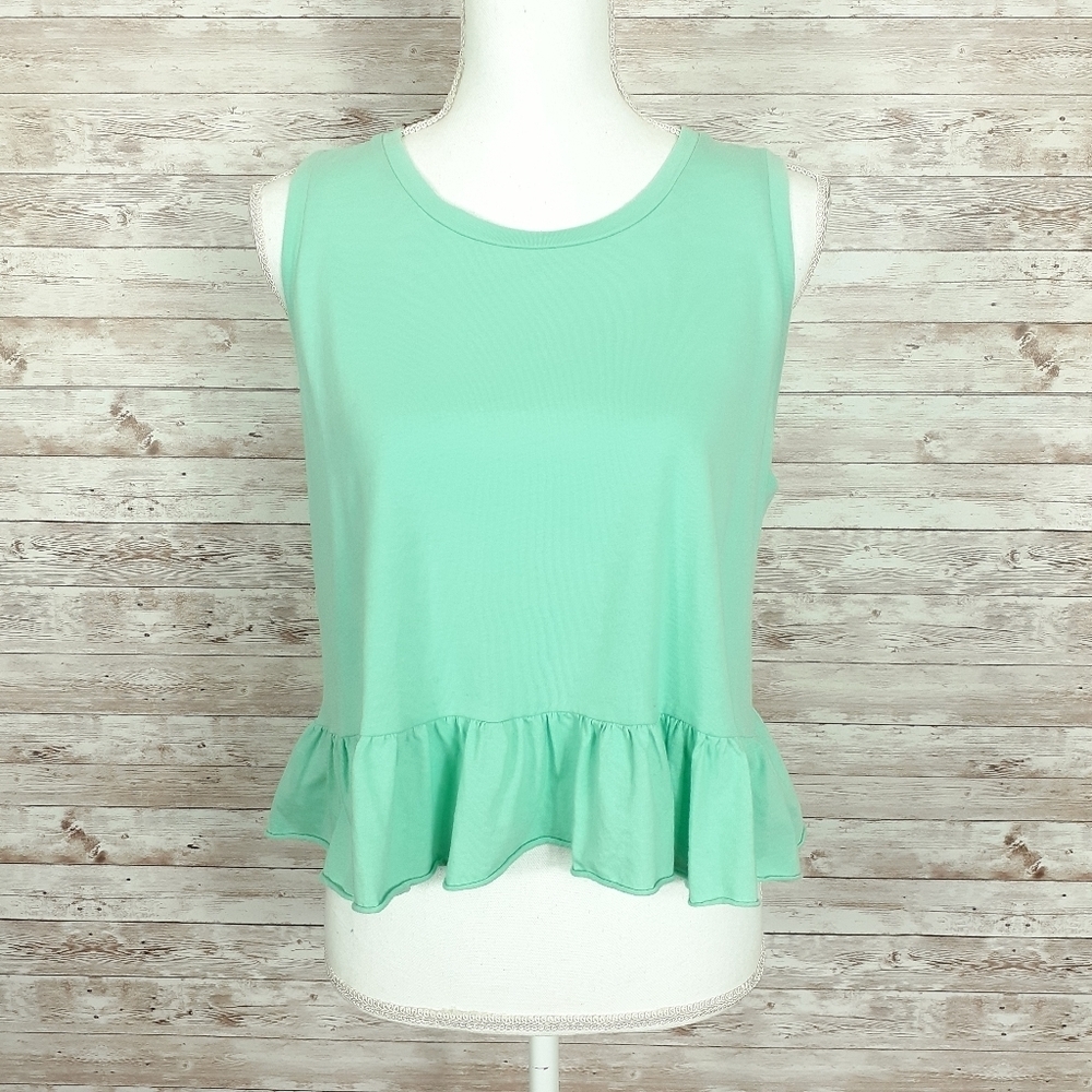 Wild Fable Cropped Tank Top M Ruffle Green 27